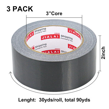 Jialai Home Heavy Duty Duct Tape Black Tape 2 Inches X 30 Yards 3Pack 827 Mil Strong Flexible No Residue Allweather And