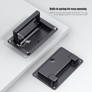 Black Zinc Alloy Recessed Door Pull Handle Recessed Flush Pull Handle For Drawer Access Door Space Door Toolbox 1 Pack 435 X 2