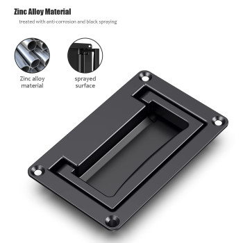 Black Zinc Alloy Recessed Door Pull Handle Recessed Flush Pull Handle For Drawer Access Door Space Door Toolbox 1 Pack 435 X 2