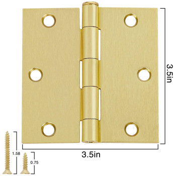 18 Pack Square Door Hinges Satin Brass 35 X 35 Inch Door Hinges 3 12 Interior Door Hinges Square Corners 3 Gold Iron R