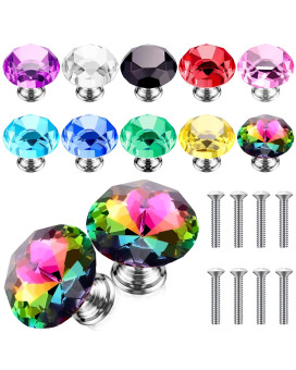 Jetec 20 Pcs Crystal Knobs Glass Drawer Pulls Cabinet Knobs 30Mm Diamond Dresser Knobs For Dresser Drawers Kitchen Bookcase Ward