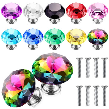 Jetec 20 Pcs Crystal Knobs Glass Drawer Pulls Cabinet Knobs 30Mm Diamond Dresser Knobs For Dresser Drawers Kitchen Bookcase Ward