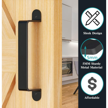 Barn Door Handle Black 10 Inch Comfortable Handy Touch Gate Handles 2 Pack Long Solid Metal Door Pull For Sliding Barn Door Gate