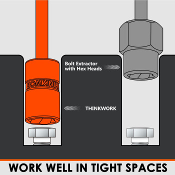 Thinkwork Bolt Extractor Kit 20 Pieces Bolt Extractor Set Stripped Bolt Extractor For Removing Damaged Frozen Rusted Rounde