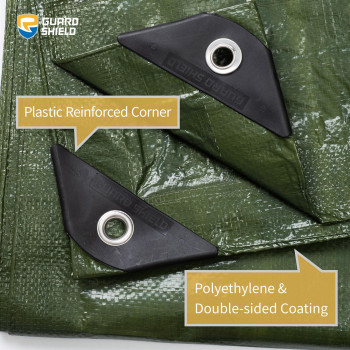 Guard Shield Green Tarp Waterproof 12X12 Feet Medium Duty All Purpose Poly Tarps Cover 7Mil 2Pack