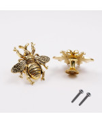 Hevstil 2Pack Bee Shape Cabinet Knob Nature Theme Single Hole Pulls For Cabinet Dresser Knobs Furniture Door Antique Gold