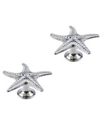 Hevstil 2Pack Silver Starfish Shape Cabinet Knob Ocean Theme Single Hole Pulls For Cabinet Dresser Knobs Furniture Door