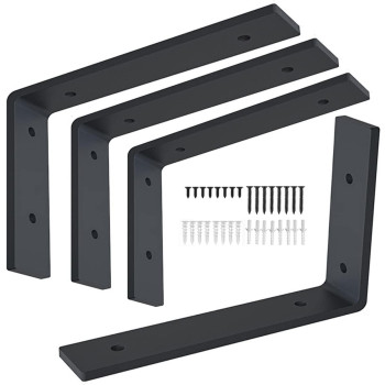 12 Inch Shelf Bracket Heavy Duty L Shelf Bracket 12 X 8 Inch Metal Shelf Bracket With Hardware Black 4 Pack