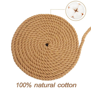 Sinyloo Natural Brown Cotton Rope 12 Inch X 50 Feet Nautical Rope For Crafts Baskets Plant Hanger Wall Hanging Home Decor