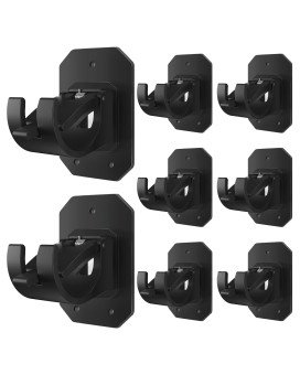 8Pcs Upgraded No Drill Curtain Rod Brackets No Drilling Self Adhesive Curtain Rod Holder Hooks Nail Free Adjustable Curtain Rod