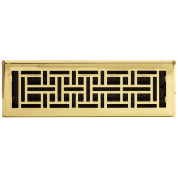 Decor Grates Ajh414 Oriental Steel Plated Floor Register 4X14 Inches 1Pack Bright Brass Finish