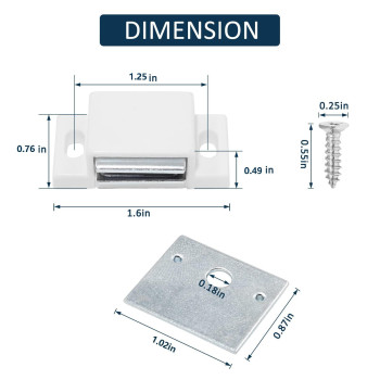 Bokwin 12 Pcs Magnetic Door Catch Single Magnetic Catch White15Lb High Magnetic Shutter Hardware For Cupboard Kitchen Bathroom