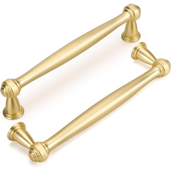 Goldenwarm 10Pcs Gold Drawer Pulls 5In Gold Cabinet Pulls Gold Cabinet Handles Brass Cabinet Hardware For Kitchen Brushed Gold D