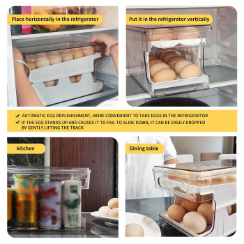 Virmate Rolling Egg Holder For Fridge 24 Count Egg Dispenser For Refrigerator Automatic Egg Storage Container Organizer For Fr