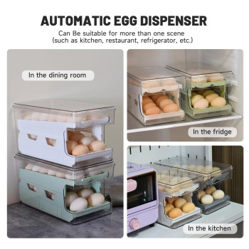 Virmate Rolling Egg Holder For Fridge 24 Count Egg Dispenser For Refrigerator Automatic Egg Storage Container Organizer For Fr