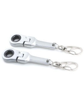 Gtrotors 10Mm Ratchet Wrench Keychain Flex Head Key Ring 2 Pack