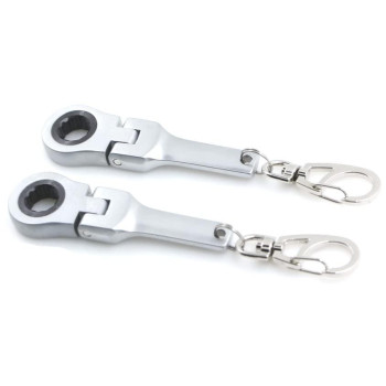 Gtrotors 10Mm Ratchet Wrench Keychain Flex Head Key Ring 2 Pack