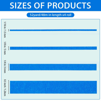 Qdishi 4 Rolls Fine Line Tapeblue Fineline Masking Tape In 116 18 14 And 12 Inch Wide X 52 Yard Long Automotive Maskin