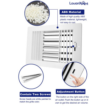 12W X 6H Ceiling Register Louanxpert 3Way Abs Plastic Air Vent Cover Sidewall Grille Register Cover Wmanual Adjuster For