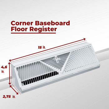 Fits 15 Baseboard Space Corner Baseboard Register By Handua Round Type Air Flow Design 15 External Length Register Ven