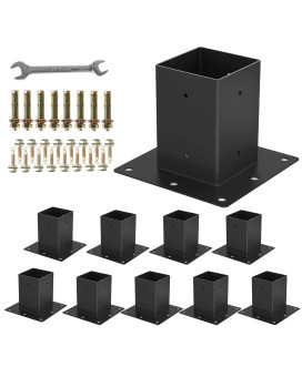 4 X 4 Post Base 10Pcs Inner Size 36X36Deck Post Base Heavy Duty Metal Black Powder Coated Post Brackets For Mailbox Post D