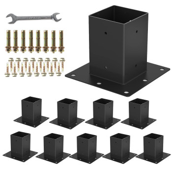 4 X 4 Post Base 10Pcs Inner Size 36X36Deck Post Base Heavy Duty Metal Black Powder Coated Post Brackets For Mailbox Post D