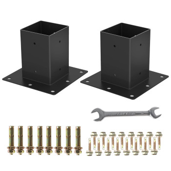 4 X 4 Post Base 2Pcs Inner Size 36X36Deck Post Base Heavy Duty Metal Black Powder Coated Post Brackets For Mailbox Post De