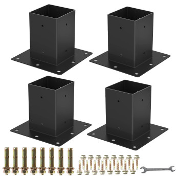 4 X 4 Post Base 4Pcs Inner Size 36X36Deck Post Base Heavy Duty Metal Black Powder Coated Post Brackets For Mailbox Post De