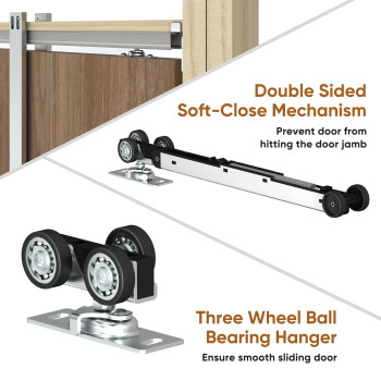 Jubest 36X 80 Pocket Door Frame Kit With 220Lbs Soft Close Mechanism And Galvanized Steel Studs Pocket Door Kit For 2X4 Stu