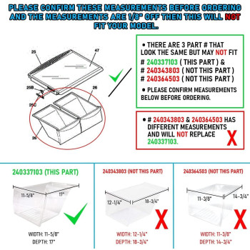 Upgraded Lifetime Appliance 2 X 240337103 Crisper Bin Compatible With Frigidaire Refrigerator Shelf Fridge Drawer 240337100