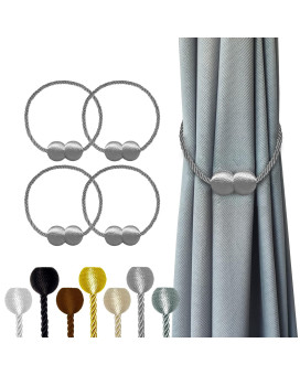 Hion Magnetic Curtain Tiebacks Grey 4 Pack Curtain Tiebacks Buckles Holdbacks Holders Hooks Clip For Home Bedroom Office Decora