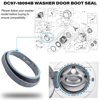 Dc9718094B Washer Door Boot Seal Gasket Diaphragm For Samsung Washing Machine Wf42H5000Awa2 Wf42H5100Awa2 Wf42H5200Afa2 Wf42