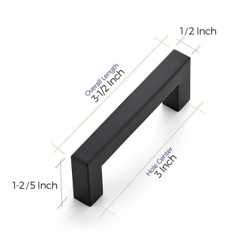 Ravinte 10 Pack Square Bar Kitchen Cabinet Handles Matte Black Cabinet Pulls Drawer Pulls With 3 Inch Hole Center Kitchen Cabine