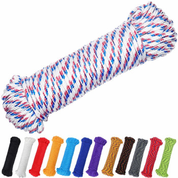 Perkhomy 90 Ft 14 Inch 7Mm Nylon Poly Rope Flag Pole Polypropylene Clothes Line Camping Utility Good For Tie Pull Swing Climb