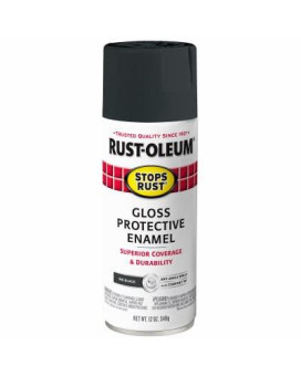 Rustoleum Stops Rust Professional Gloss Protective Enamel Spray Paint Ink Black 12 Oz