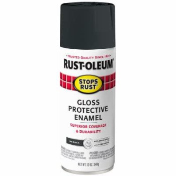 Rustoleum Stops Rust Professional Gloss Protective Enamel Spray Paint Ink Black 12 Oz