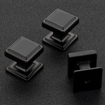 Home Expert Black Cabinet Knobs 25 Pack Kitchen Cabinet Knobs Square Black Knobs For Kitchen Cabinets And Drawers Matte Black Dr