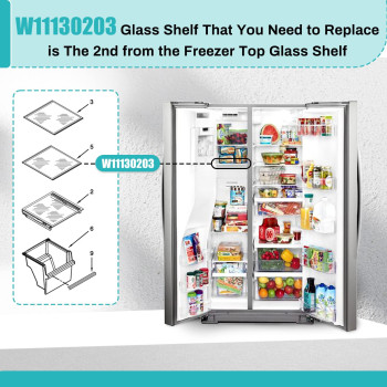 Upgraded W11130203 Freezer Shelf Compatible With Whirlpool Refrigerator Wrs571Cihz Wrs571Cihz04 Wrs571Cihz01 Freezer Glass Shel