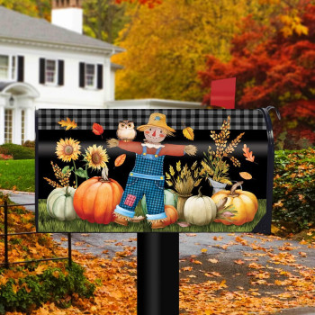 Briarwood Lane Friendly Scarecrow Autumn Magnetic Mailbox Cover Pumpkins Owl Fall Standard