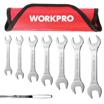 Workpro Sae Superthin Open End Wrench Rollup Set 7Pcs 14 To 1116 Ultraslim Thin Wrench Set With Organizer Pouch Fo