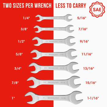 Workpro Sae Superthin Open End Wrench Rollup Set 7Pcs 14 To 1116 Ultraslim Thin Wrench Set With Organizer Pouch Fo