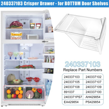 2 Pack Upgraded 240337103 Crisper Bin Drawer Replacement For Frigidaire Kenmore Refrigerator Drawer Replacement Fridge Drawer