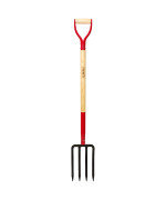 Vnimti Garden Fork 4Tine Spading Fork Compost Fork Steel Digging Fork 45Inch Steel Ygrip Wooden Handel