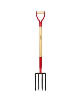 Vnimti Garden Fork 4Tine Spading Fork Compost Fork Steel Digging Fork 45Inch Steel Ygrip Wooden Handel