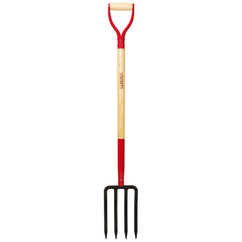 Vnimti Garden Fork 4Tine Spading Fork Compost Fork Steel Digging Fork 45Inch Steel Ygrip Wooden Handel