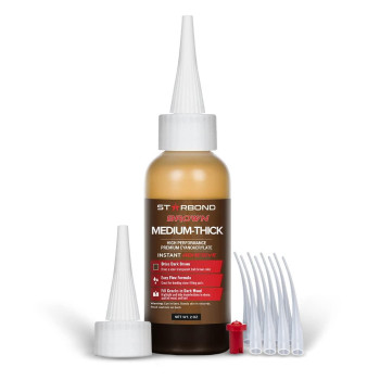 Starbond 2 Oz Dark Brown Mediumthick Ca Glue Premium Cyanoacrylate Super Glue Knot Filler 500 Cps Viscosity For Woodwork