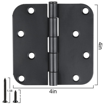 3 Pack Black Door Hinges Black Matte 4 Inch 58 Radius Black Hinges For Doors 4 Inch Exteriorinterior Door Hinges Rounded Gat