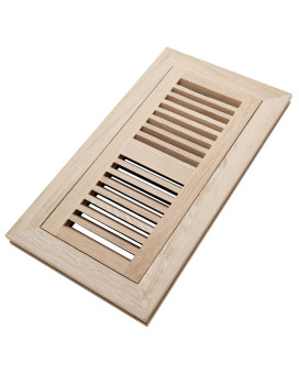 Sanycasa White Oak Floor Register 4X10 Inch Duct Opening With Metal Damper Wooden Flush Mount Floor Vent 34 Inch Thickness Un