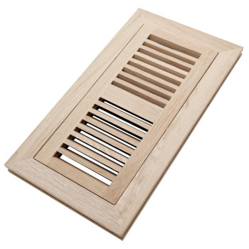 Sanycasa White Oak Floor Register 4X10 Inch Duct Opening With Metal Damper Wooden Flush Mount Floor Vent 34 Inch Thickness Un