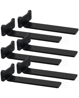 Floating Shelf Brackets Heavy Duty Industrial L Shelf Bracket 5Mm Thick Premium Solid Steel Shelf Supports Black Rustic Wall